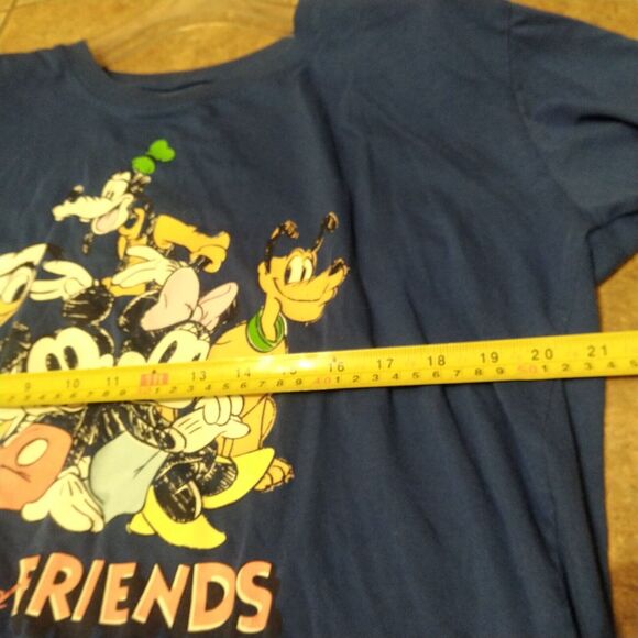 LADY'S DISNEY MICKY & FRIENDS Large PRINT CREW NECK BLUE T-SHIRT Lg L - Picture 9 of 9